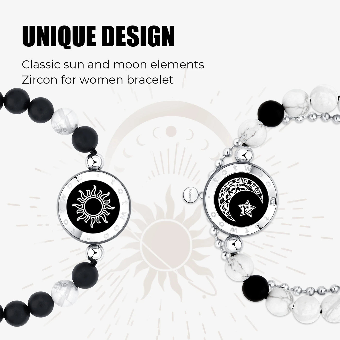 Sun&Moon Touch Bracelets with Matching Beads